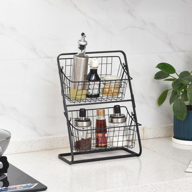 Stainless Steel Countertops Multilayer Spice Rack Fruit Kitchen Storage Kitchen Storage Rack